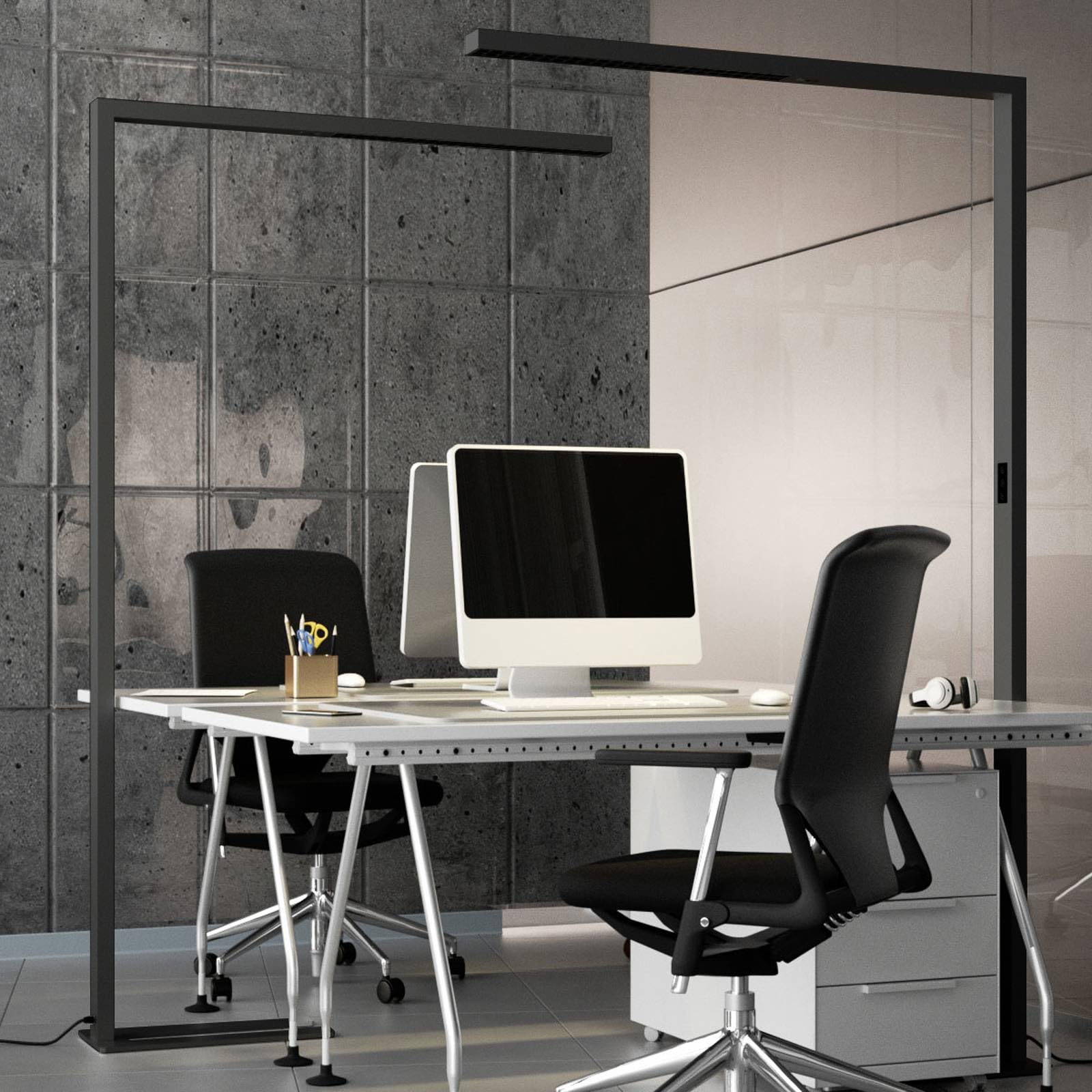 Arcchio LED Büro Stehlampe dimmbar, Bewegungsmelder Tageslichtsensor Bürolampe Up and Down 7200lm 4000K Standleuchte Deckenfluter Office