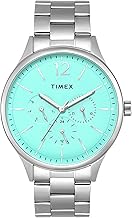 TIMEX Analog Watch for Man with Blue Round Dial & Silver Stainless Steel Bracelet Band Water Resistant Men's Wrist Watches - TWEG18438