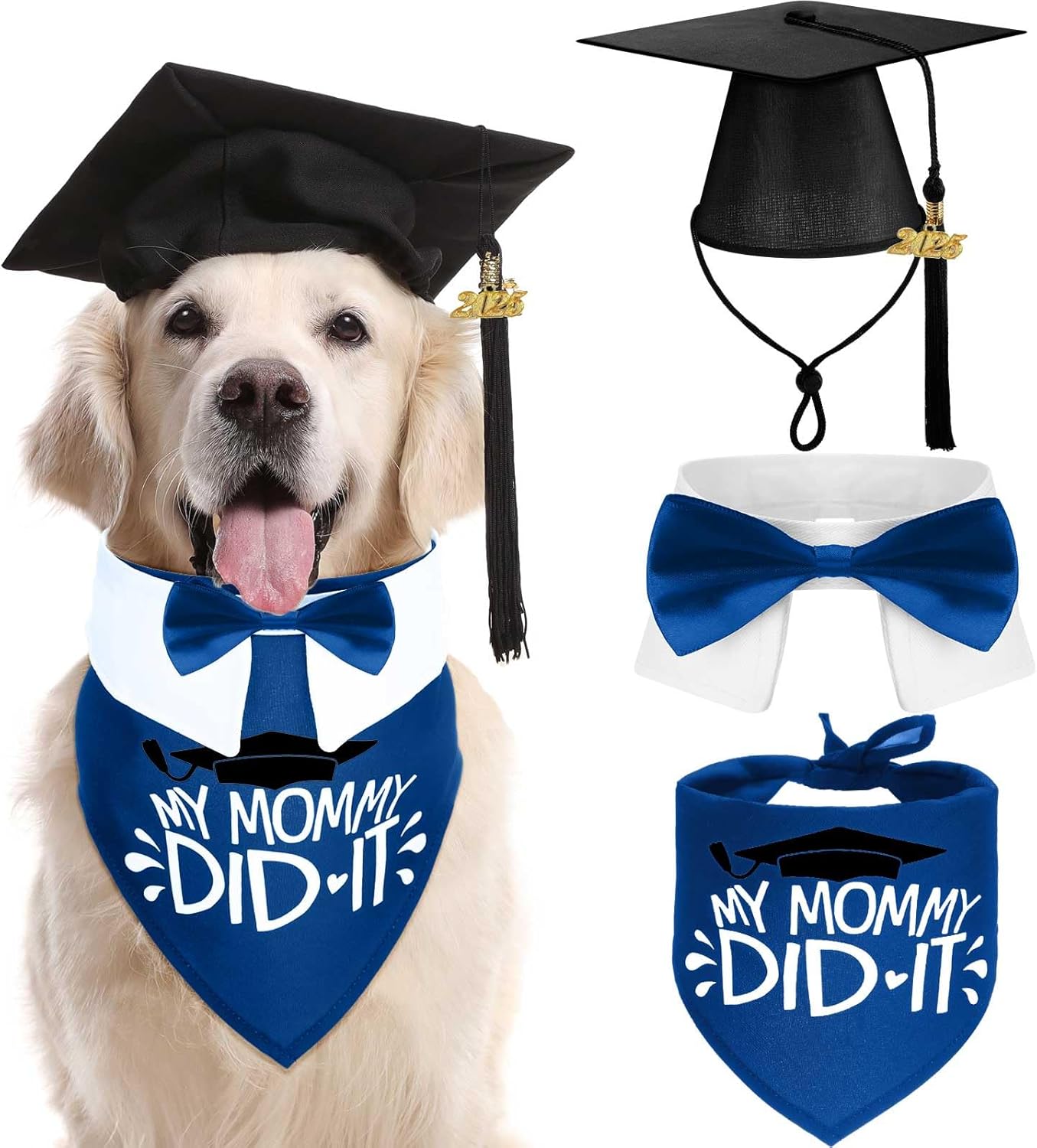Gorro de Graduación para Mascotas JaGely 3 Piezas con Pañuelo y Corbata