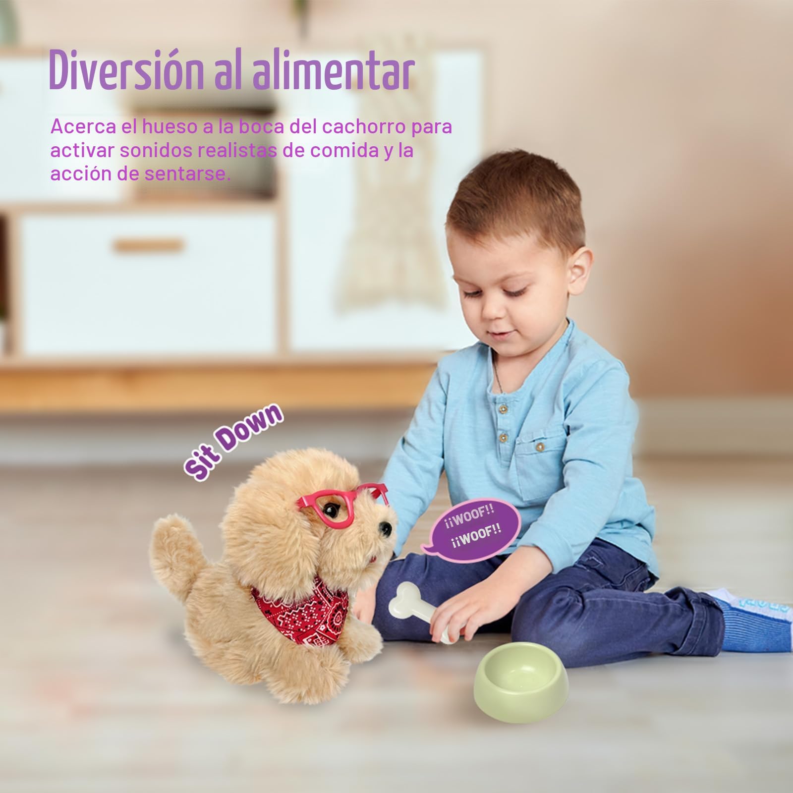 Juguetes interactivos para perros a partir de 3 años, cachorro electrónico con correa y maleta veterinaria, carreras, ladridos y toldos, perro de peluche, robot, juego de perro, regalo pedagógico para