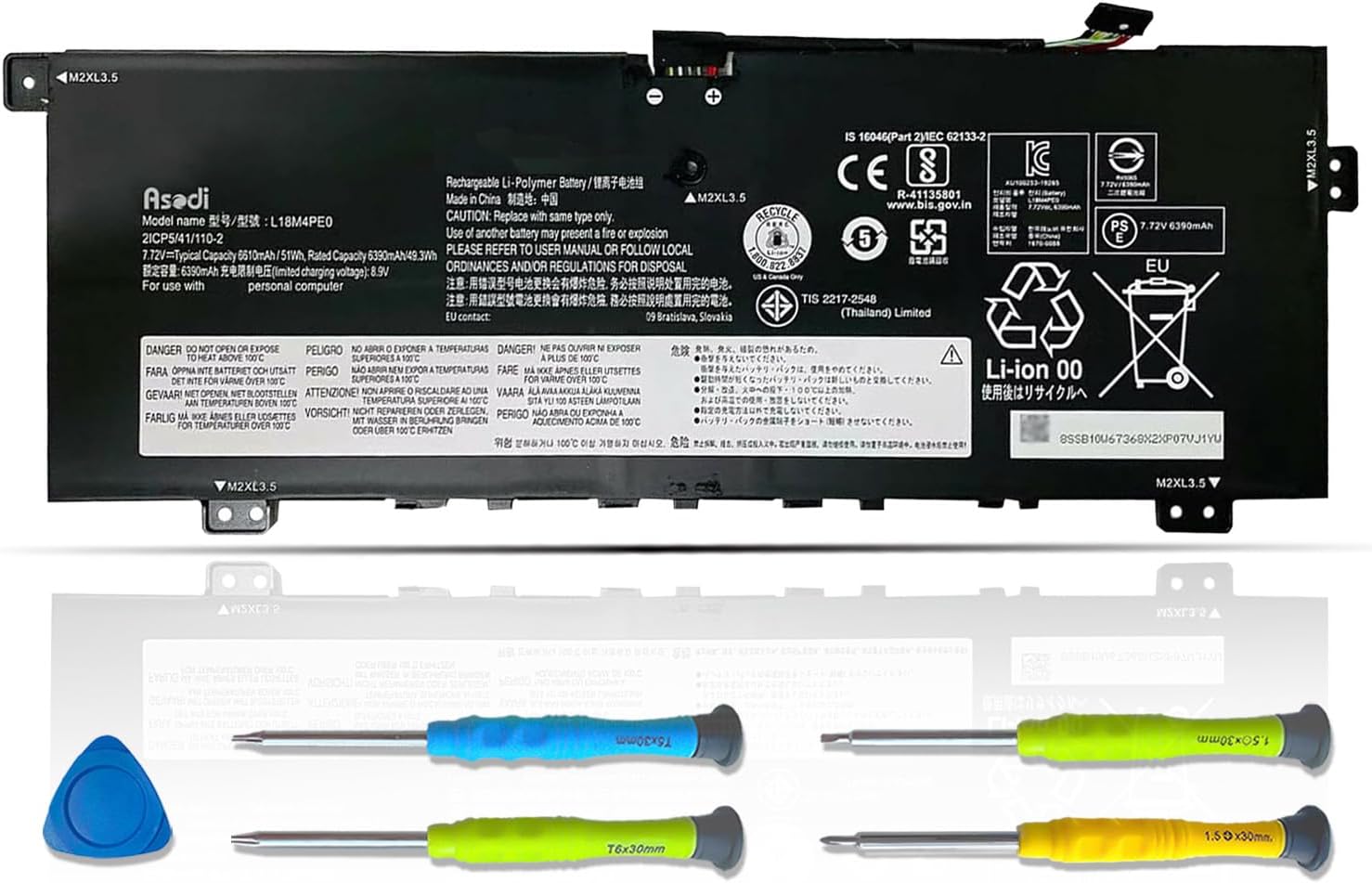 L18M4PE0 L18L4PE0 Laptop Battery Compatible with Lenovo Yoga C740-14IML Series 5B10W67296 5B10U40209 5B10U40210 5B10W67185 7.72V 51Wh 6610mAh