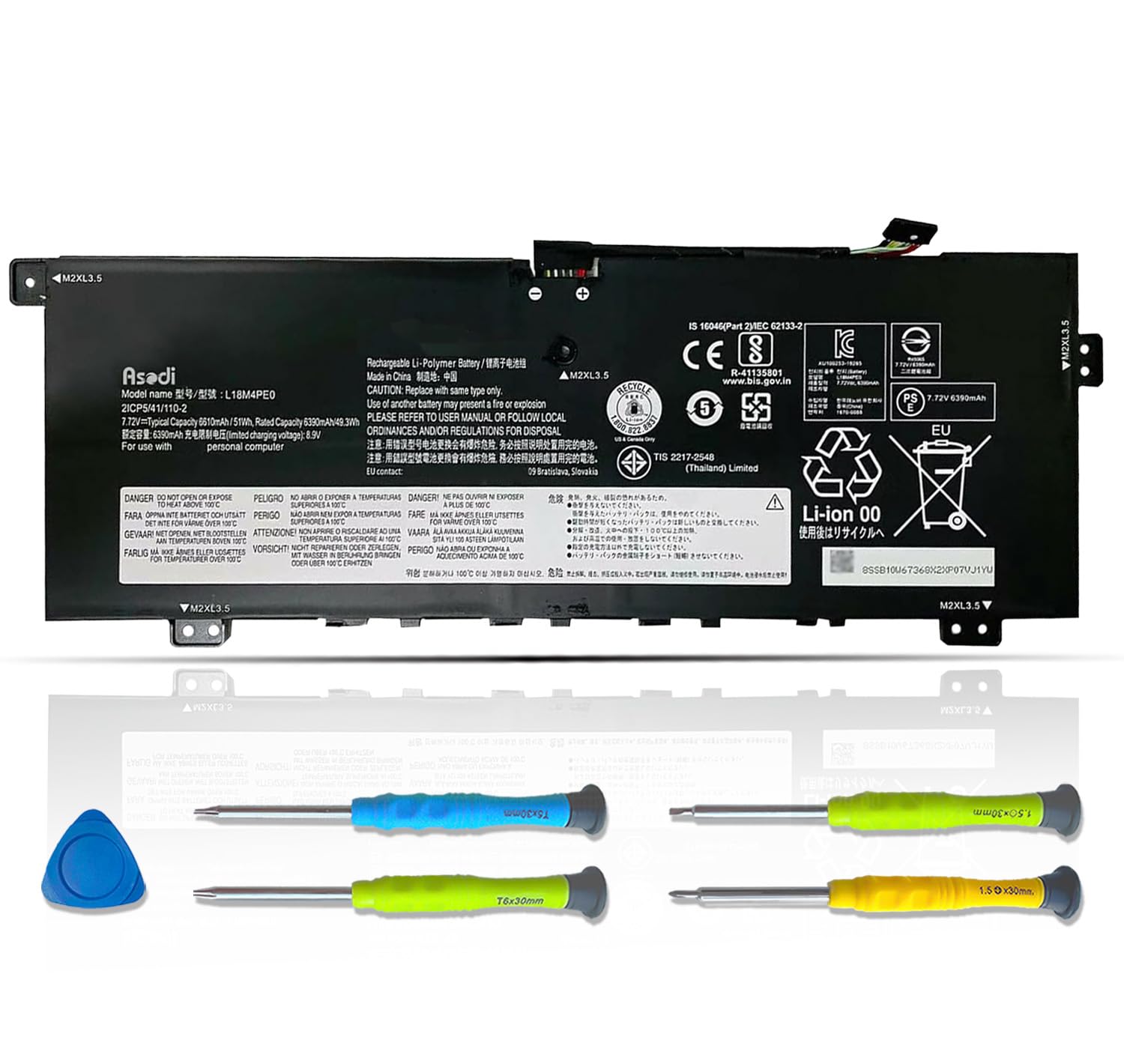 ASODI L18M4PE0 L18L4PE0 Laptop Battery Compatible with Lenovo Yoga C740-14IML Series 5B10W67296 5B10U40209 5B10U40210 5B10W67185 7.72V 51Wh 6610mAh