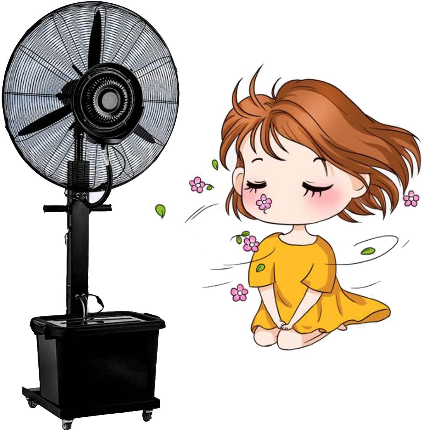 High Velocity Misting Fan Oscillating Pedestal Fan Misters With 11 Gallon Water Tank Industrial Floor Cooling Fans For Outdoor Patio Backyards Greenhouse, 320W/26in