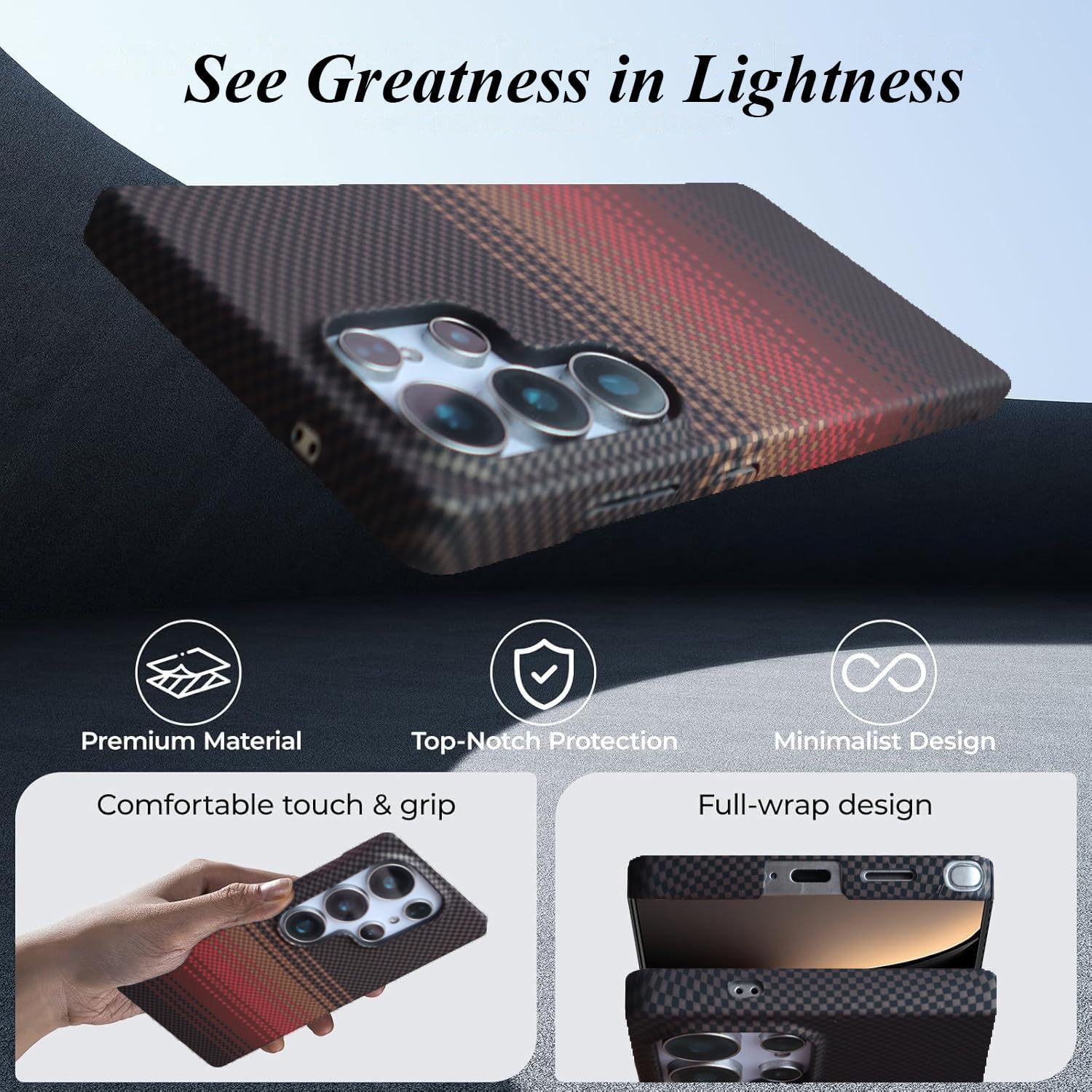 Designed for Samsung Galaxy S25 Ultra Case, Compatible with Mag-Safe, S25 Ultra Phone Case Slim Carbon Fiber, Case for Samsung S25 Ultra Shockproof Strong Magnetic Cover, Wireless Charging (Sunset) - Image 3
