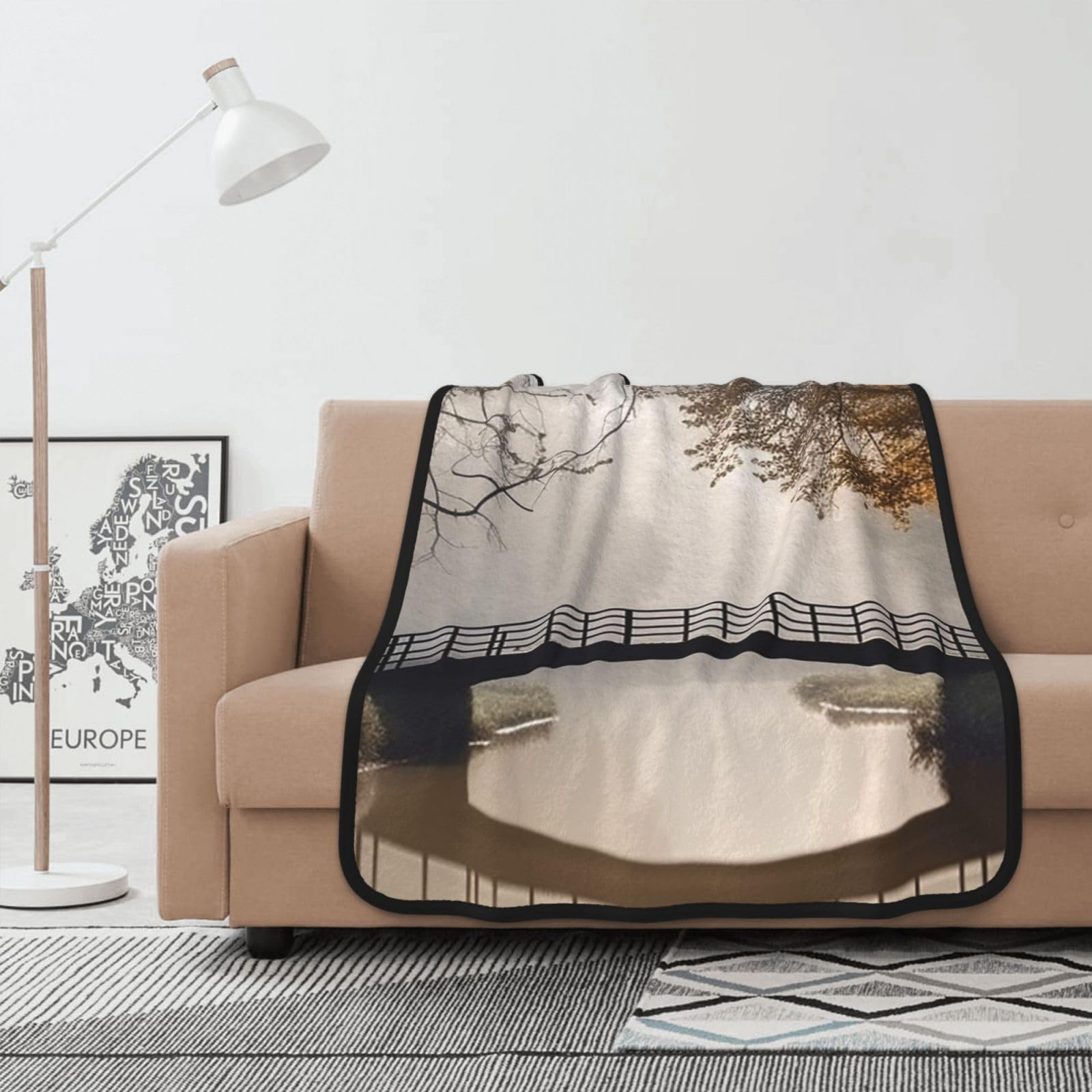 Couverture polaire imprimée moderne Park jeté de canapé et lit en flanelle légère