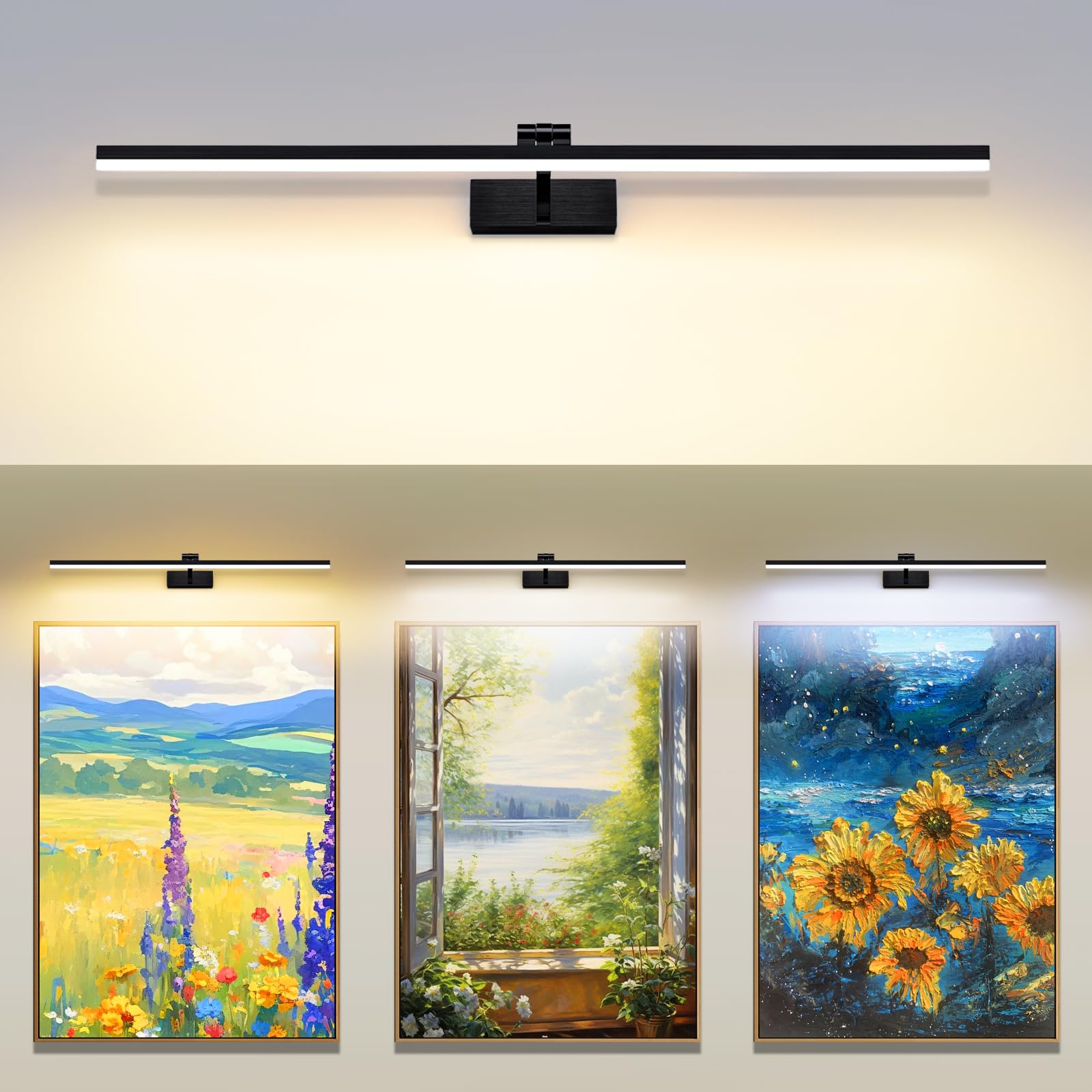 MantoLite Einstellbare Farbtemperatur Bild Wandleuchten, 16W 80CM Schwarz Waschtisch Badezimmer Verstellbarer Wandleuchter Beleuchtung Fixture Nachttisch Kosmetikspiegel Licht 3000K/4500K/6000K