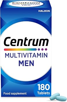 Centrum Multivitamin for Men, 23 Essential nutrients Including Vitamin D, C, and Magnesium, 180 Tablets
