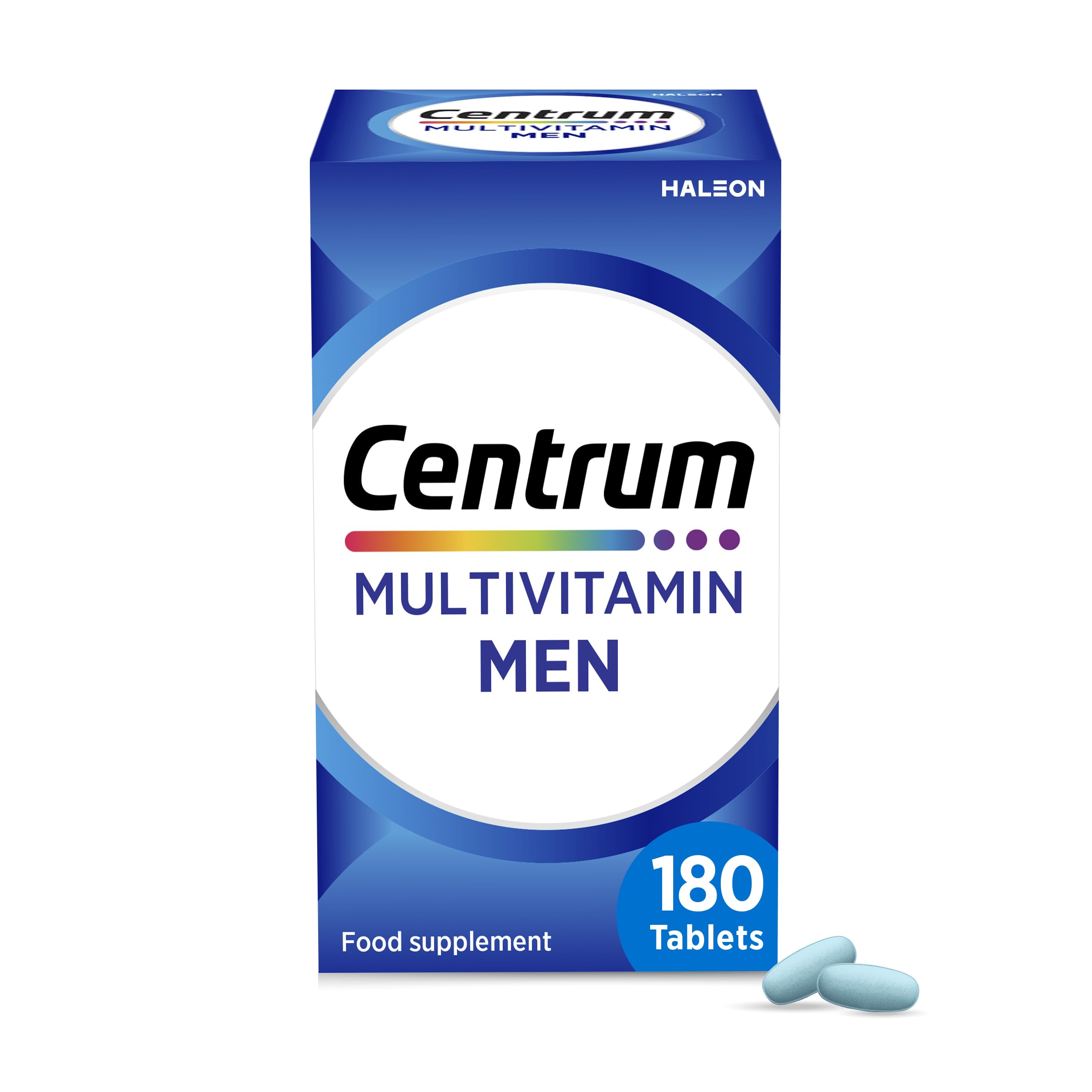 Centrum Multivitamin for Men, 23 Essential nutrients Including Vitamin D, C, and Magnesium, 180 Tablets