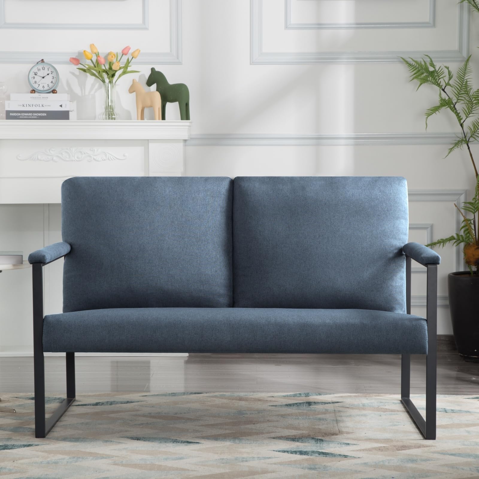 Loveseat Sofa Small Mini Sofa Couches Metal Frame Loveseat 2 Seat Couch Loveseat Sofa with Armrest for Small