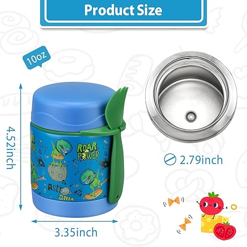 Miniatura 3 de Termo de sopa de 10 oz para comida caliente, tarro con cuchara para niños, recipiente aislado a prueba de fugas, de acero inoxidable, boca ancha,