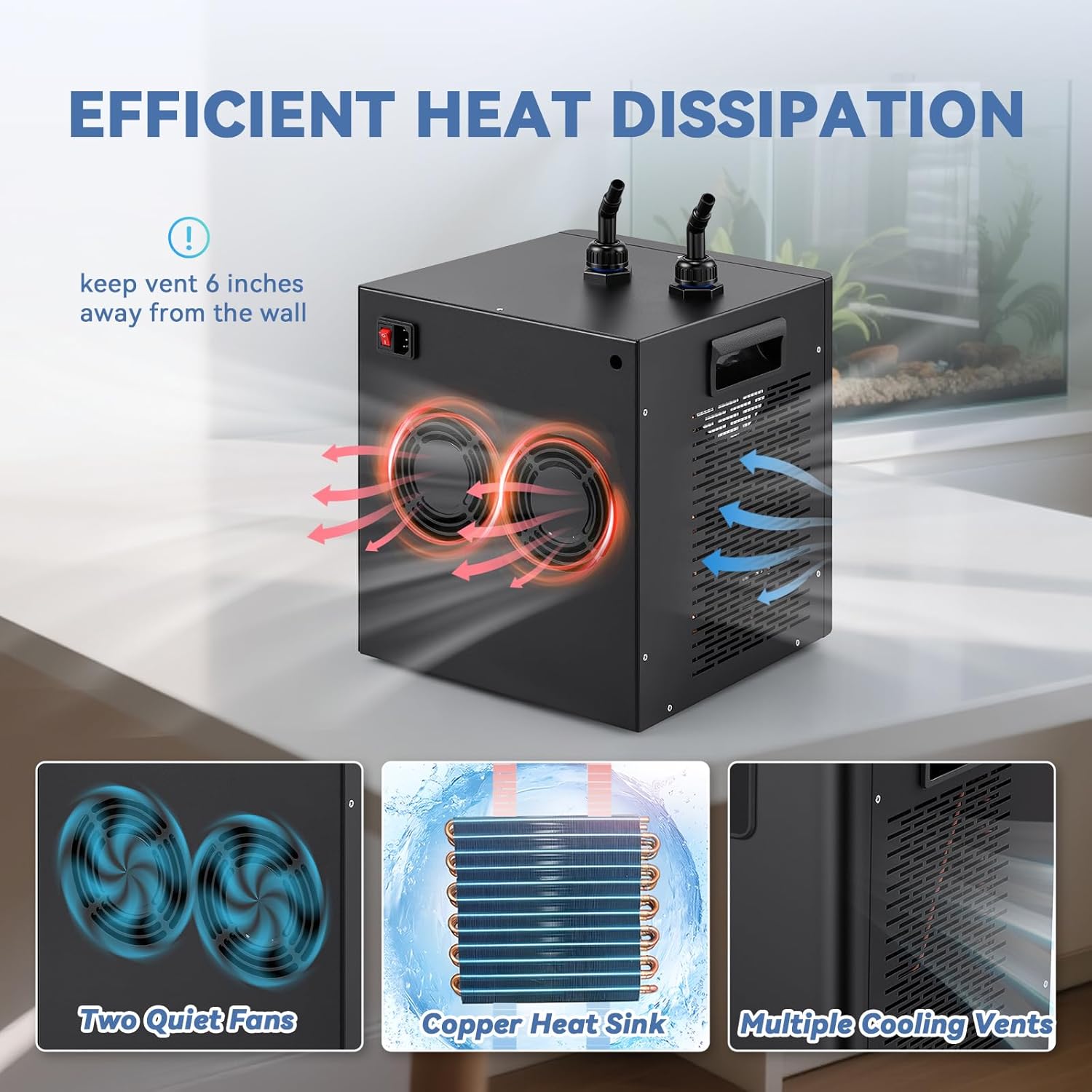 Poafamx Aquarium Chiller 1/3 HP, 79Gal Water Chiller with Upgraded LED Display, Water Pump and Pipe, Quiet Aquarium Cooler for Fish Tank Axolotl Coral Hydroponics System