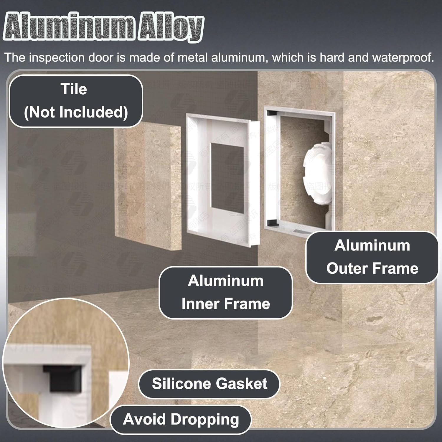 Aluminum Inspection Hatch Access Panel Door - White, Multiple Sizes (500x600mm/20x23.6in) for Easy Access and Maintenance - Durable, Lightweight, and Weather-Resistant