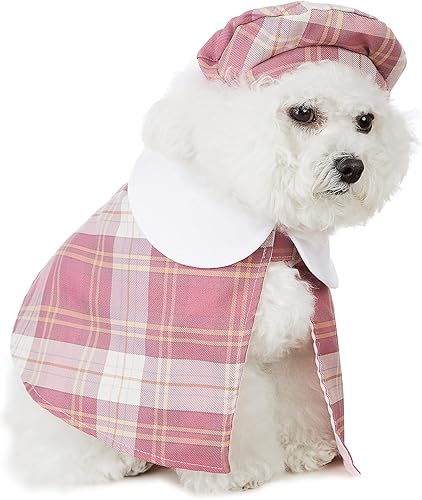 Miniatura 5 de Impoosy Disfraz rosa para perro, 2 unidades, capa a cuadros con boina, lindos perros pequeños, camisas diarias para perros y gatos (L)