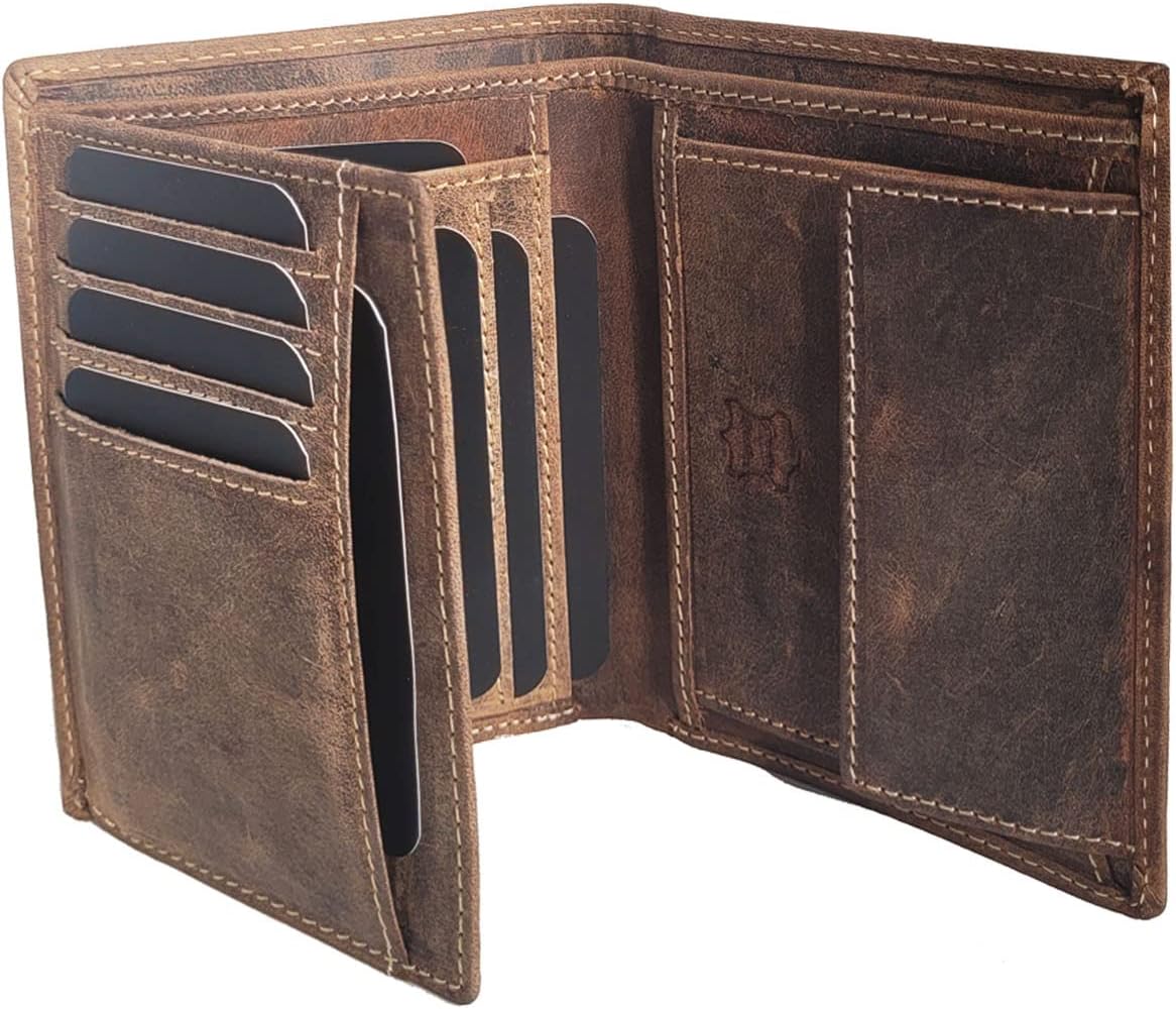 Portefeuille Homme En Cuir Véritable Avec Protection RFID Et Stylo - Noir - Fait Main En Italie