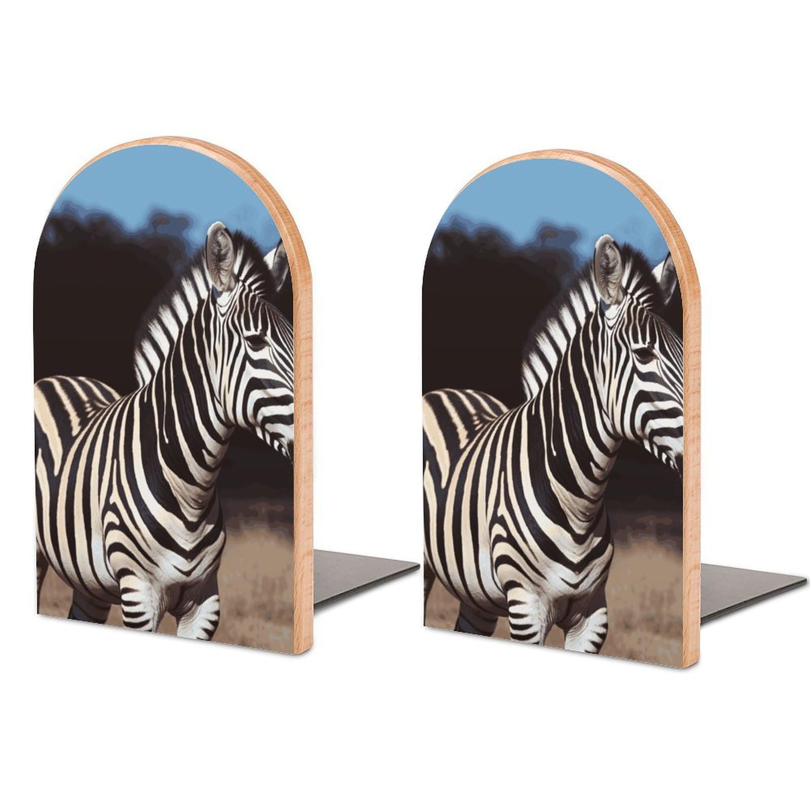 Animal Zebra Bookend Modern Bookends for Shelves Non-Skid Book Holder Heavy Duty Metal Book Storage for Books CDs Decorative Book Stopper for Home