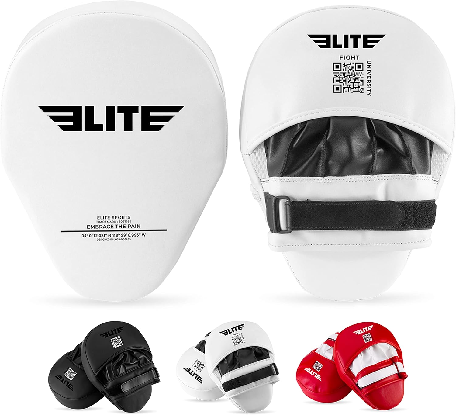 Elite Sports Boxing Mitts for Muay Thai MMA Sparring Training Punching Focus Punch Target Mitts and Pads (Black on Black) : Sports & Outdoors