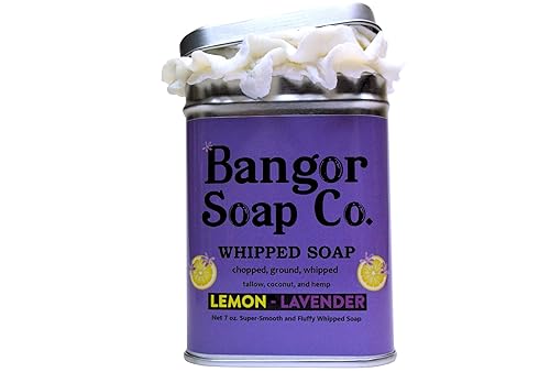 Bangor Soap Co. Jabón batido puro y natural de Sweet Lemon Lavender con el mejor sebo, coco y cáñamo, para la espuma más suave en el cuidado de la