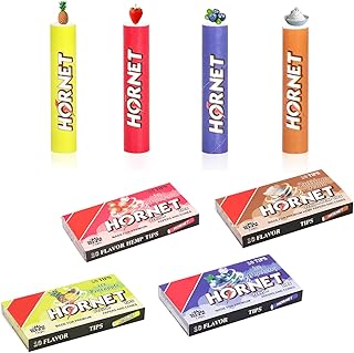 HORNET Mix Flavored Pre-Rolled Tips for Rolling Papers, Strawberry Blueberry Pineapple Cream, Ø7mm Filters (4 packs of 10)