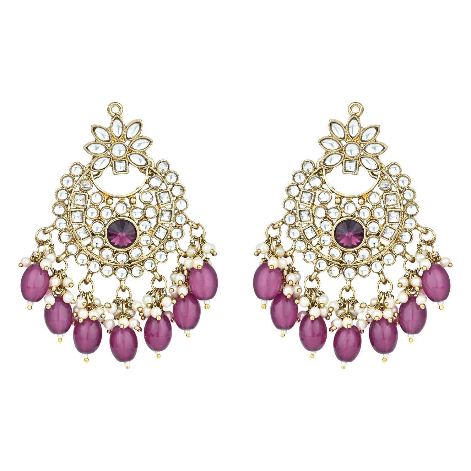 I Jewels Gold Plated Traditional Kundan Pearl Chandbali Earrings For Women (E3153Wi) (B0CJLY571H) Amazon Price History, Amazon Price Tracker