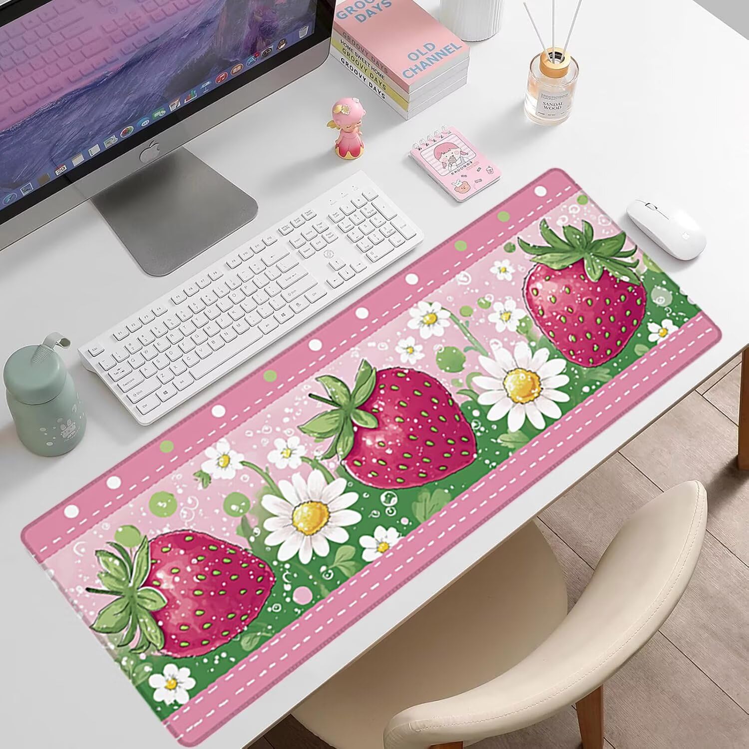 Podkładka pod mysz do gier XXL - 1600x800x3mm - duża antypoślizgowa podkładka pod klawiaturę biurową z przeszytymi krawędziami, różowa duża podkładka pod mysz do gier do biura i domu, poprawia