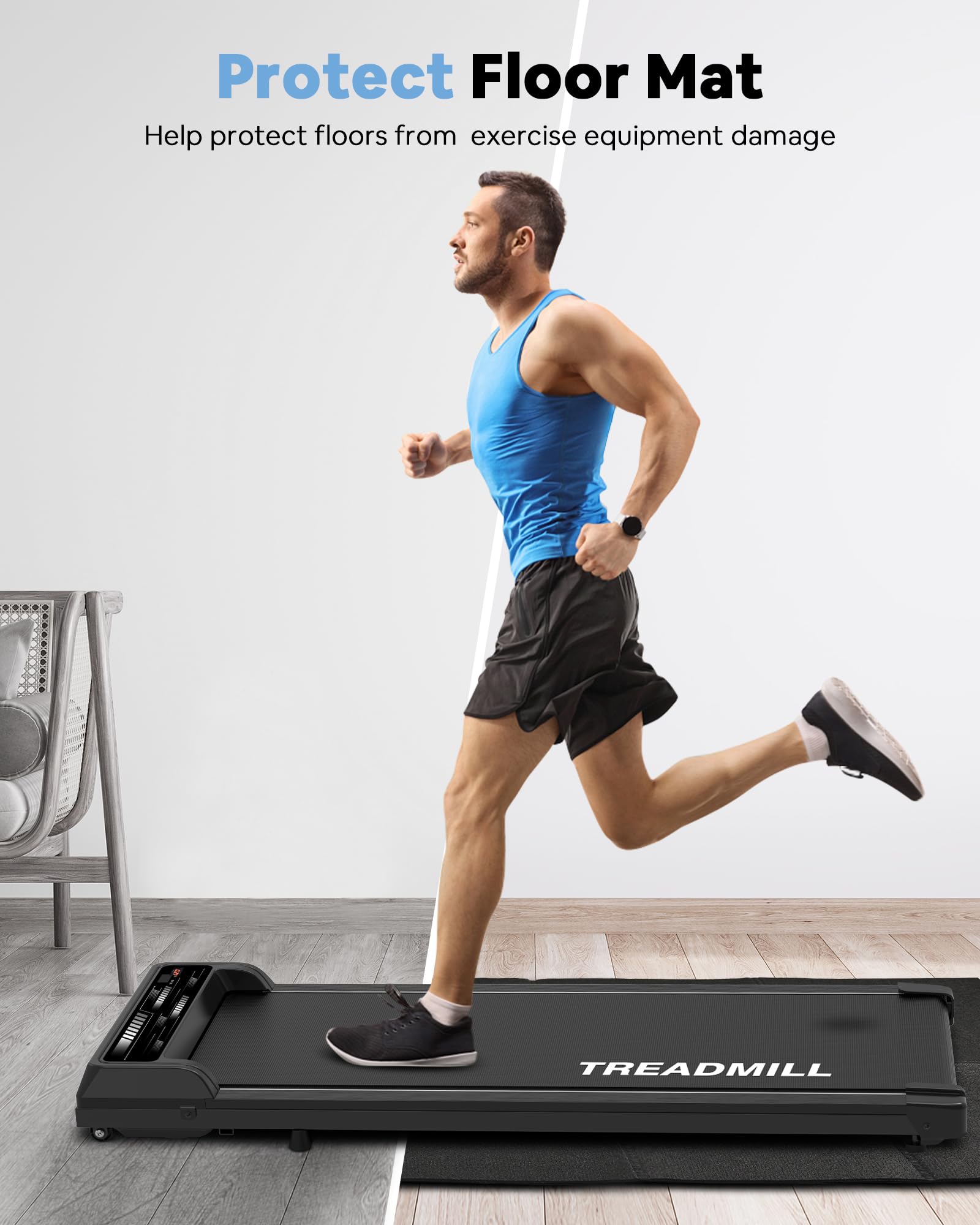 CIIHI C Walking Pad Mat with High Rebound, Exercise Equipment Mat for Workout with Function of Protecting Floor, Treadmill Mat To Reduce Noise and Vibration, Anti-slip For Home with Strong Adherence