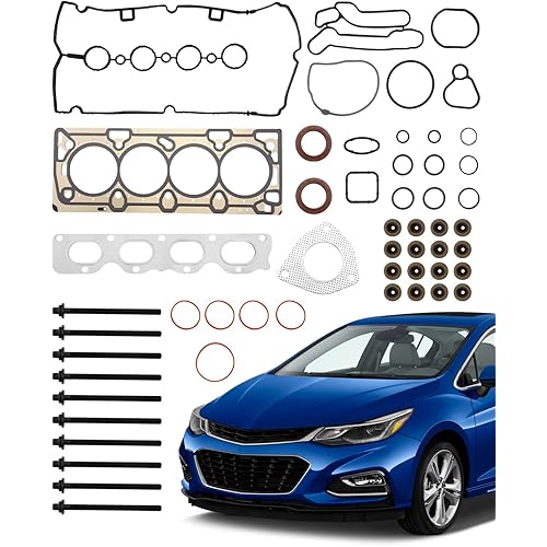 Engine Head Gasket Set 1.8 L, Compatible with 2011-2017 Chevy Sonic/Cruze L4 DOHC 16V, w/Head Bolts, MLS Headgasket, Valve Cover Gasket, O-Rings, Replace# HGS345, HS26516PT, HS54702A, HS26516PT-1