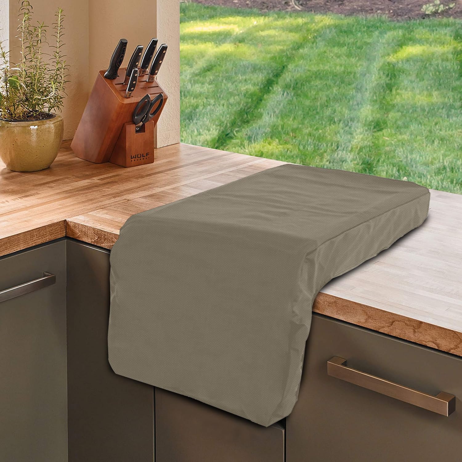 Covers & All Outdoor Built in Grill Side Burner Cover, Durable 12 oz Waterproof & UV Resistant, Heavy Duty BBQ Grill Protector for Both Indoor & Outdoor Use (16 W x 25 D x 14 H, Beige)