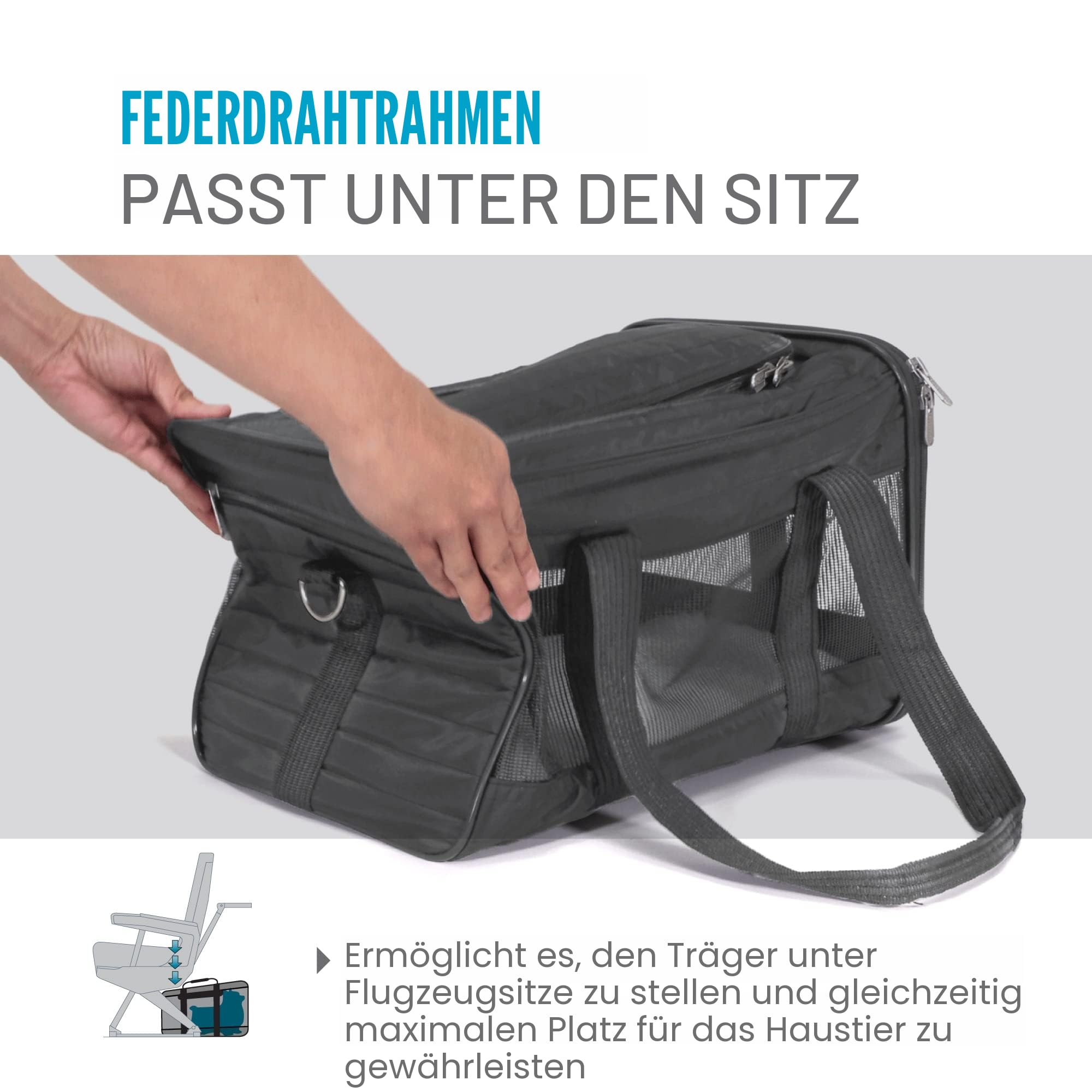 Sherpa Original Deluxe Transportbox für Haustiere, von Fluggesellschaften zugelassen und garantiert an Bord, Anthrazit, Größe M