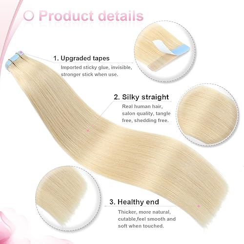 Vista 9 de Evala Extensiones de cabello Remy color negro azabache, 20 piezas de 1.76 oz con cinta adhesiva de cabello humano natural, 18 pulgadas #1 Negro