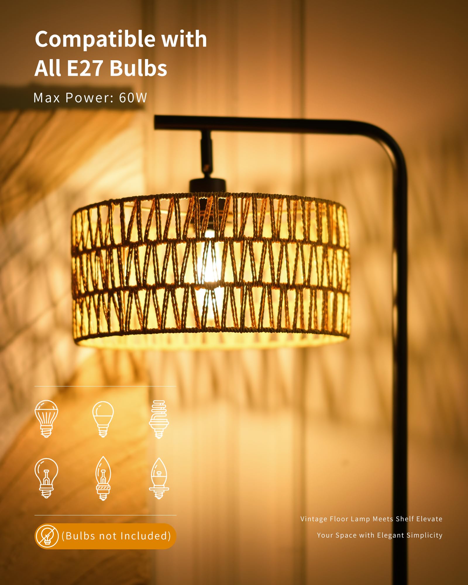 Lampa podłogowa z podwójnym kloszem, regulowane kąty światła do salonu, sypialni i biura, bez żarówki