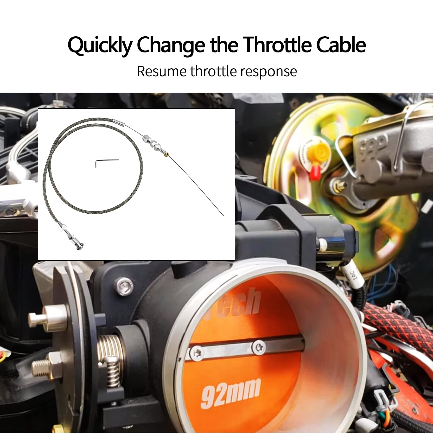 38.8" Throttle Cable - Drive By Cable Accelerator Linkage Compatible With LS1, LSX, LS Drive Engines (Replaces 551859)