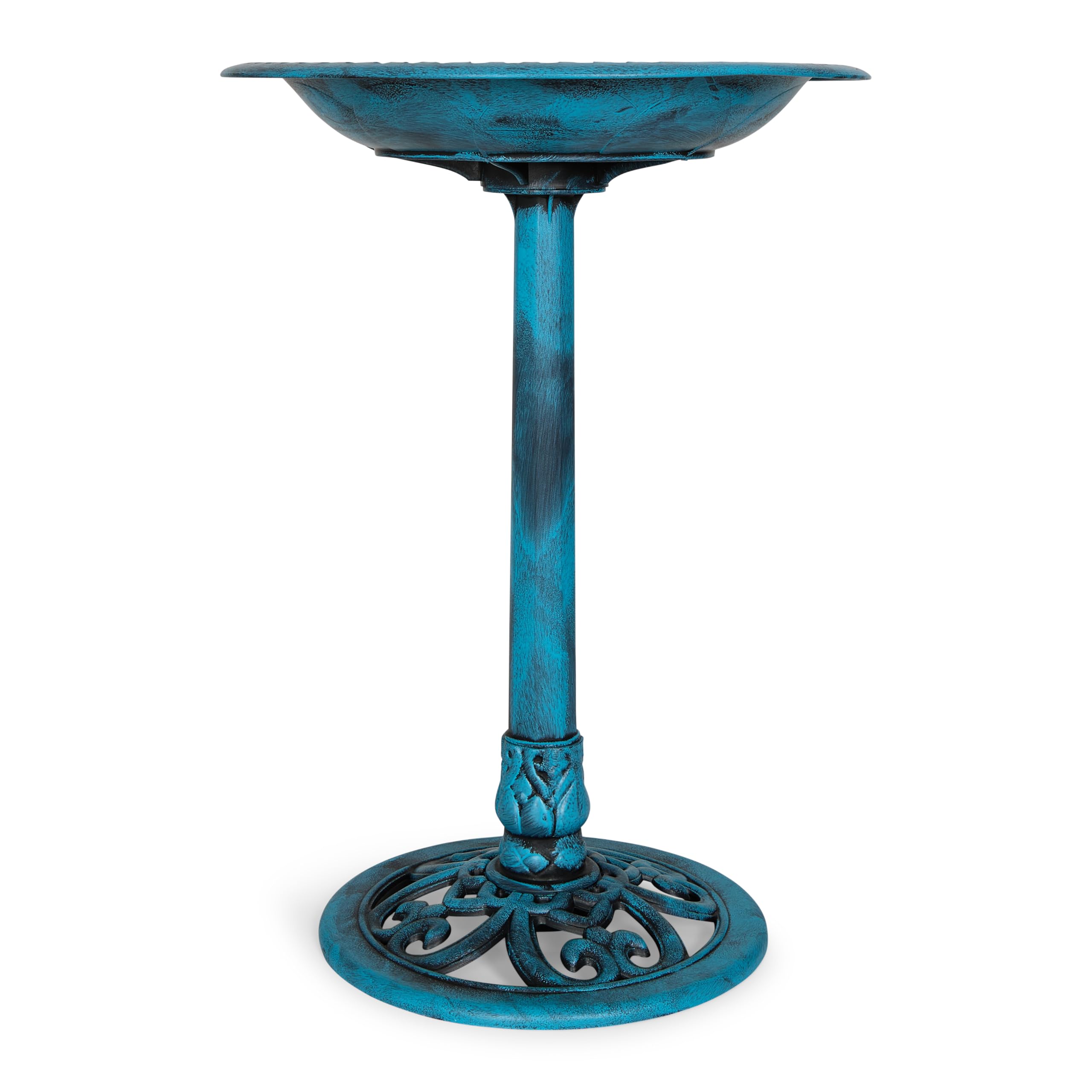 Backyard Expressions Outdoor Garden Bird Bath Blue Polyresin 27 Inch