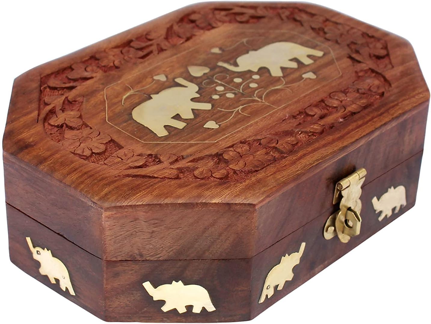 Jewellery Box for Womens-Sheesham Big Wooden Box for Jewellery , Gold Storage Women | Jewelry Girls Vintage Wood Organizer Ornament (Size 7x5 Inch) !! JB07