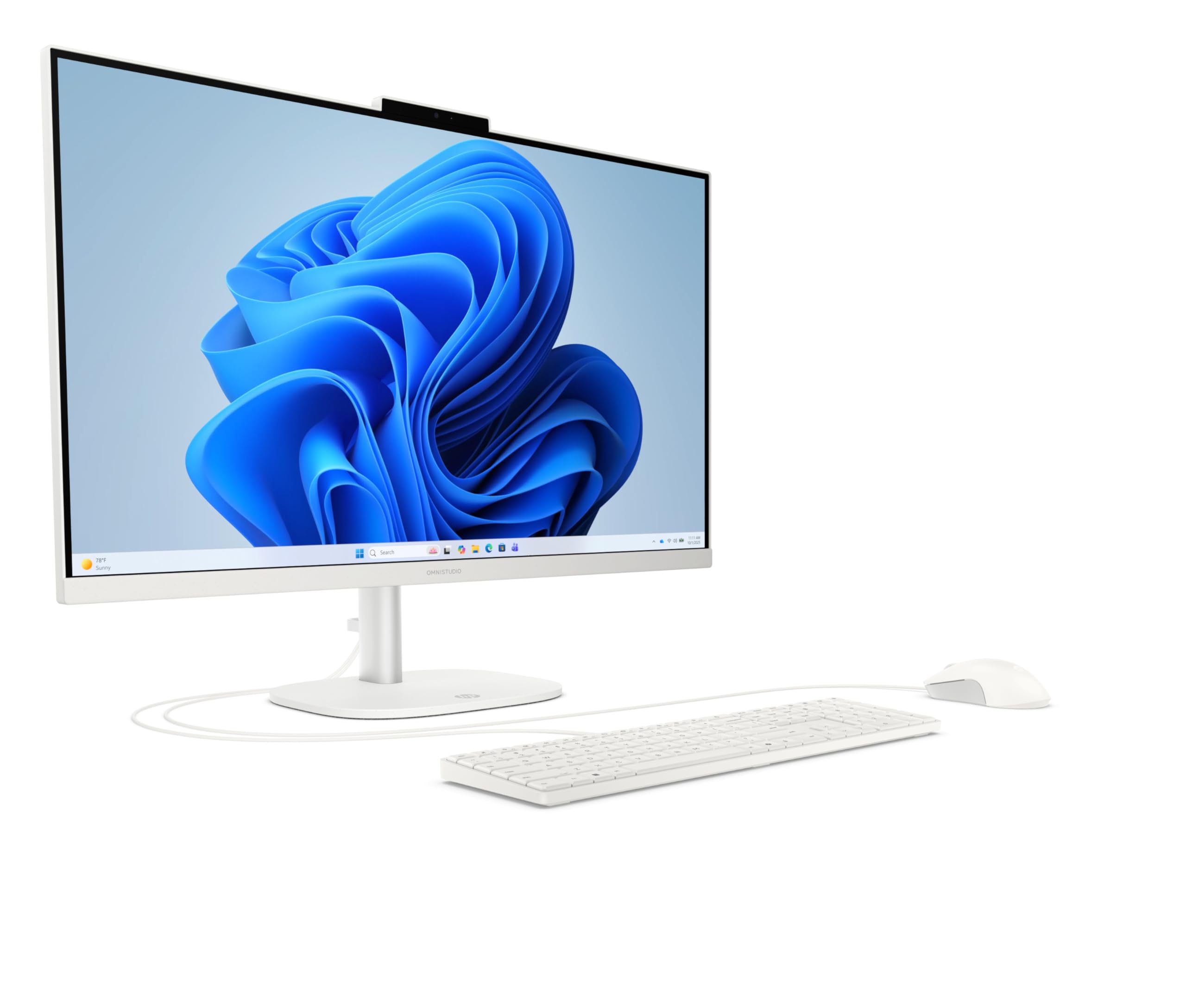 HP OmniStudio 27-cv0205ng All-in-One KI PC, 27 Zoll Entspiegeltes IPS Display, AMD Ryzen 5, 16 GB LPDDR5, 1 TB SSD, AMD Radeon Grafik, Windows 11 Home, QWERTZ Tastatur, Cotton White