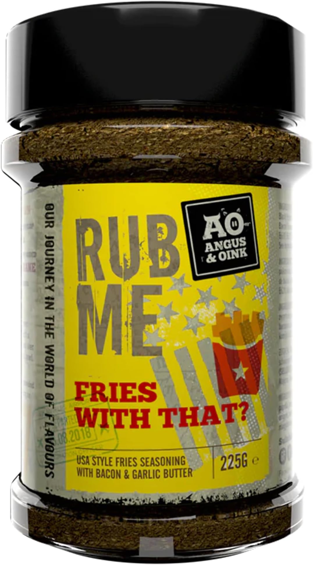 Angus & Oink | Fries With That? Seasoning | Savoury Garlic & Bacon Flavours | Perfect for Fries, Wedges, Nachos, and More | Your Ultimate Snack Seasoning | 225g