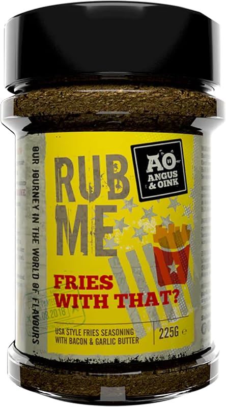 Angus and Oink Rub Me Fries With This? | USA Style Frenries Frises Seashing | Savory Garlic Butter & Bacon Flavors | Perfect for French Fries, Quarters, Nachos | Gluten Free | 225g