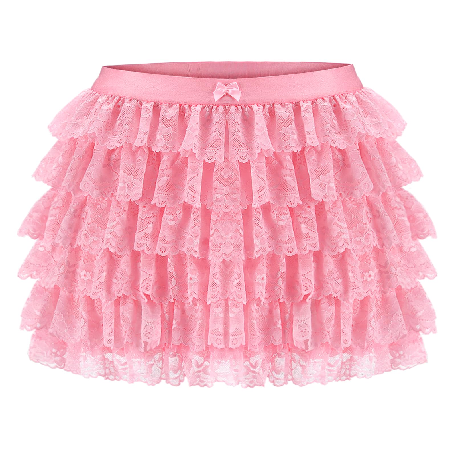 Women Y2K Lolita Bloomers Lace Mesh Ruffle Shorts Sexy Boyshorts Elastic Waist Sweet Pettipants