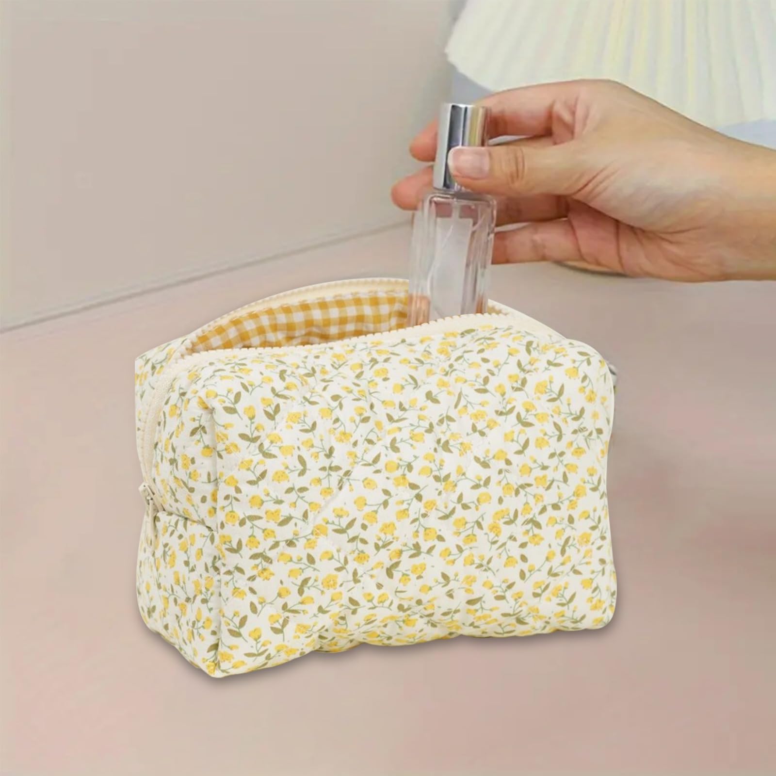 Pochette per cosmetici, adatta per donne e ragazze,, giallo.