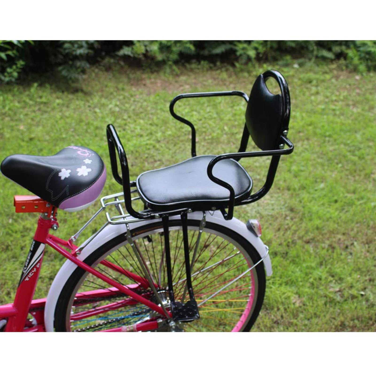 CACUINA Fahrradsitz Kinder Hinten 31x15x4cm - Bequemer Kindersitz Fahrrad Mit PU-Polster & Anti-Rutsch, Robuster Puppensitz Für Sichere & Komfortable Touren
