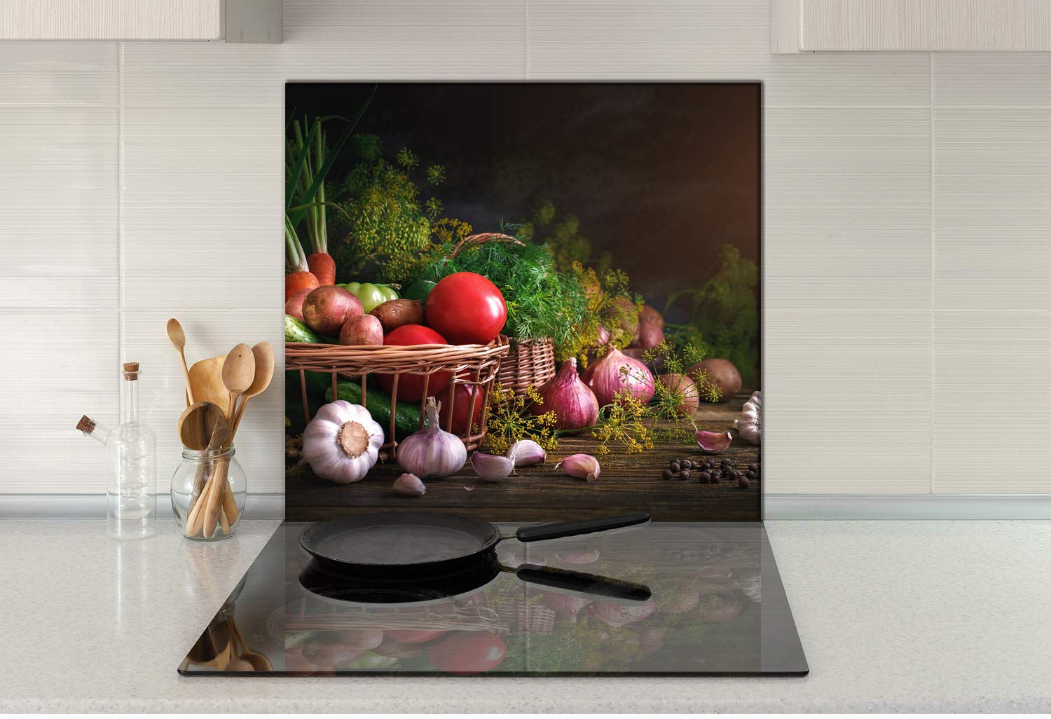 ARTHUB® Paraschizzi Cucina in Vetro temperato 60x80 cm, Closeup Pices | Protezione Contro Gli Schizzi, Protezione murale per fornelli, Vetro temperato, Alimenti, Spezie