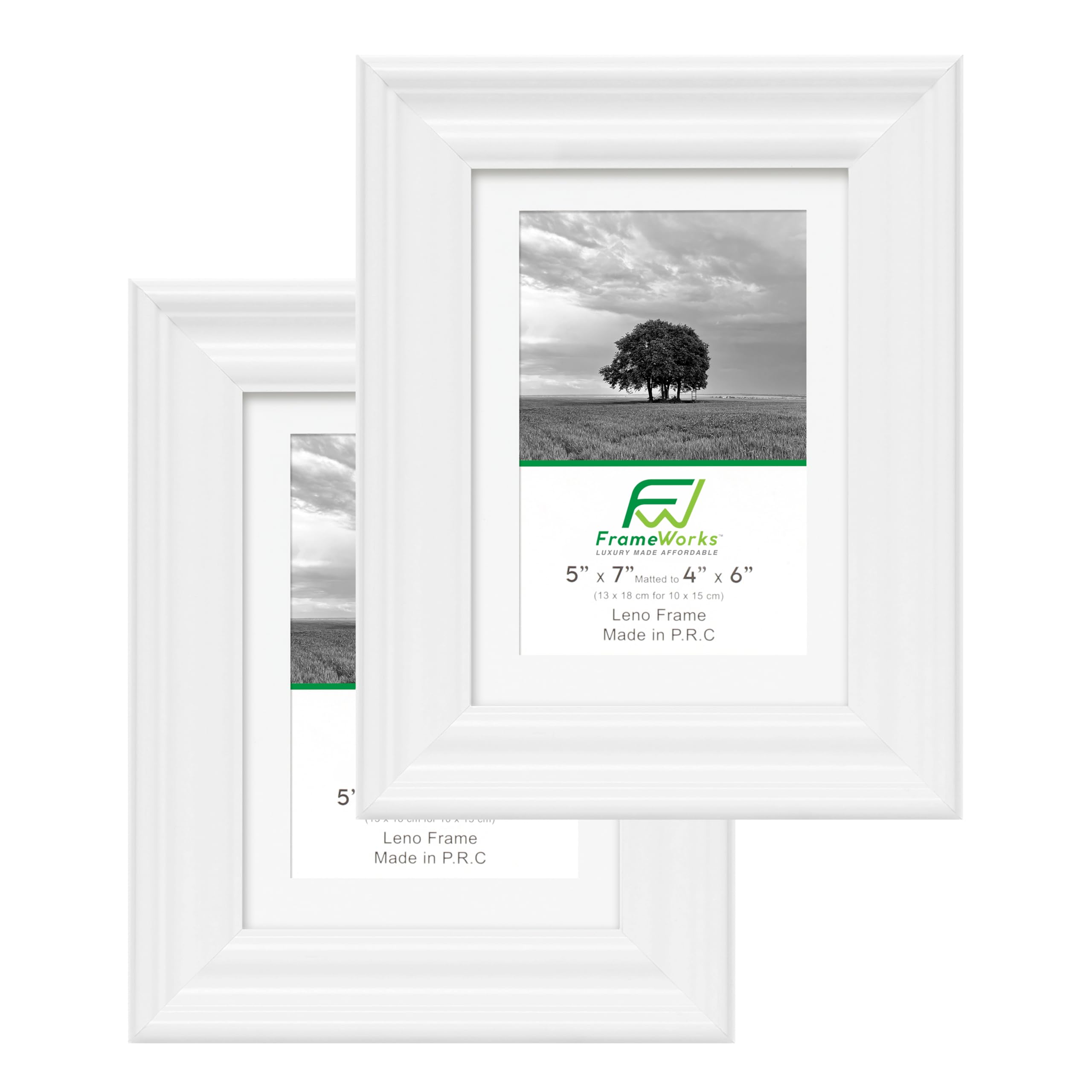 FrameWorks - 2-Pack - 5” x 7” Matted to 4" x 6" Black Wooden Picture Frames with Luxury Wide Molded Edge, Removable Mat, and Tempered Glass — Amazon image 10