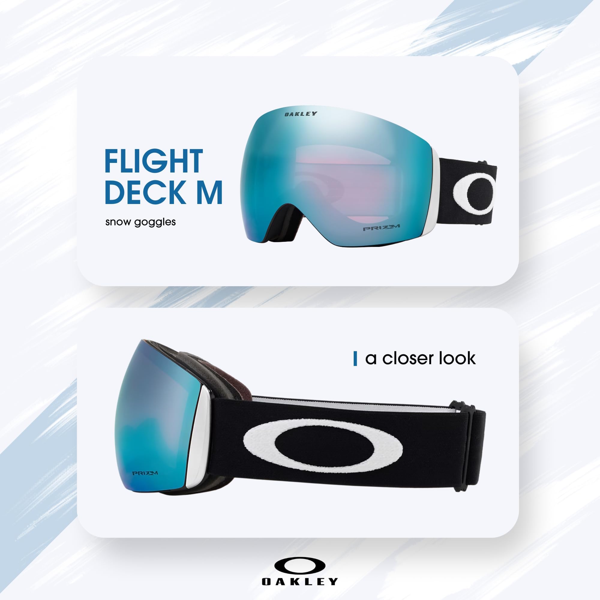 Oakley Flight Deck M OO7064 czarny z Prizm Sapphire Iridium Gogle narciarskie dla mężczyzn dla kobiet + zestaw akcesoriów do smyczy, etui z mikrofibry