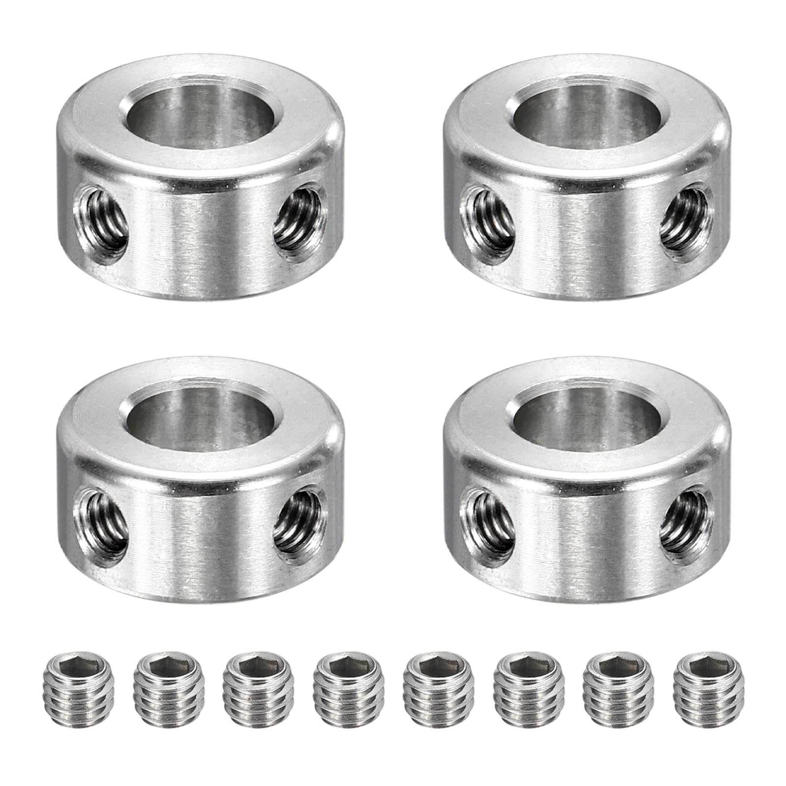 sourcing map 4pcs Stainless Steel Shaft Collar, 8mm(5/16") ID 16mm(5/8") OD 8mm(5/16") Thickness Dual Hole Bore Shaft Locking Collars for Gearbox Assemblies, Machine Tools