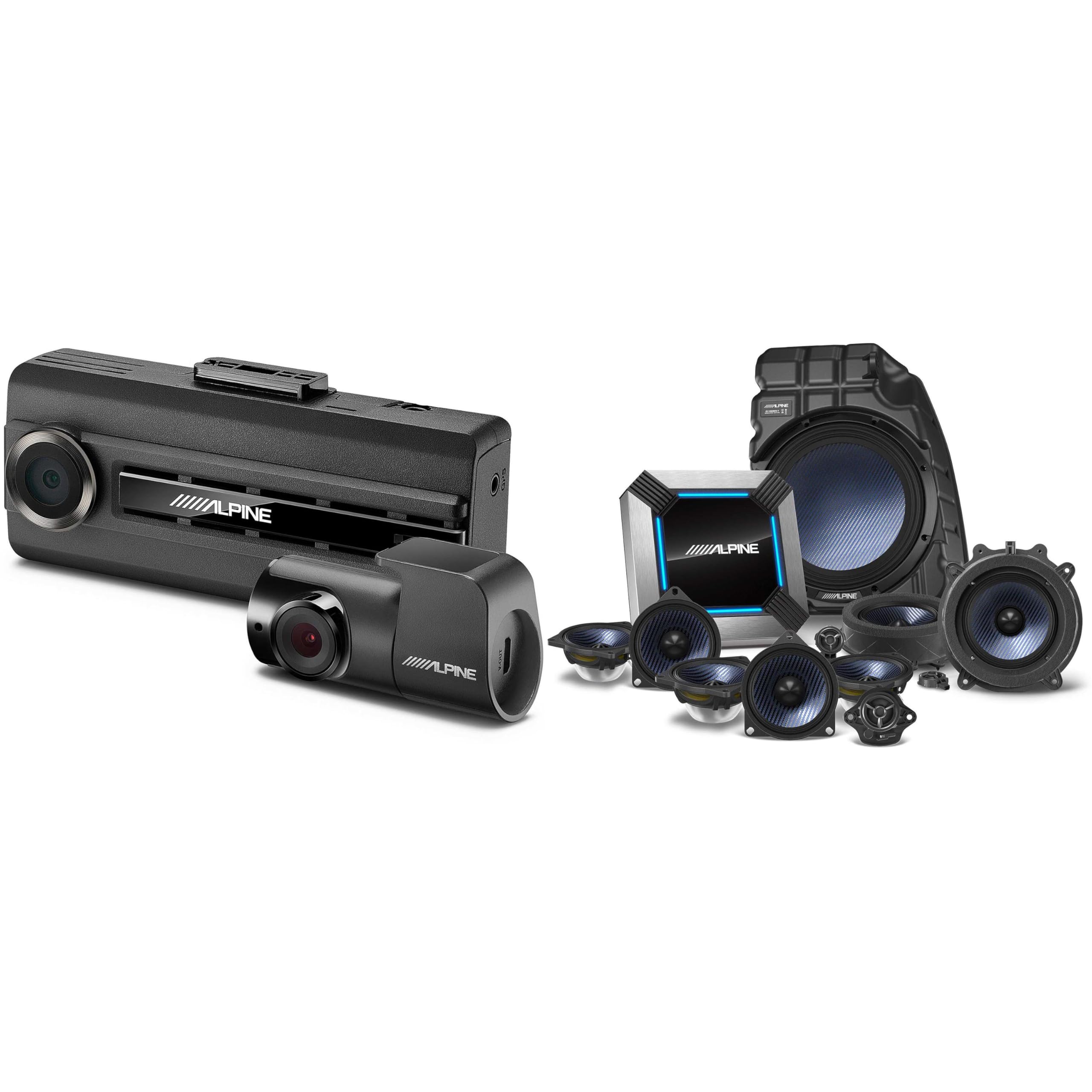 Alpine PSS-TSLA-223-11 13-Speaker Complete Sound System Upgrade Compatible with 2022-Up Tesla Model 3 DVR-C310R Dash Cam Bundle