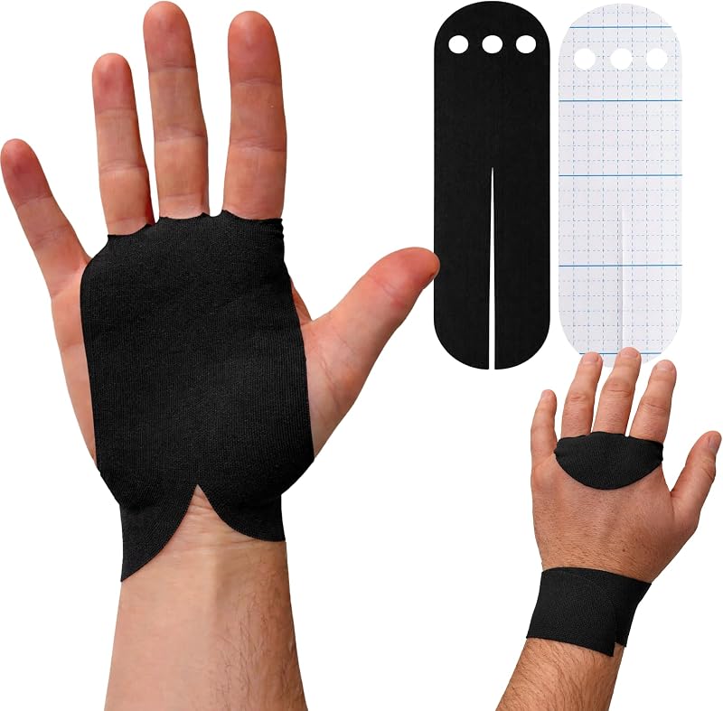 TS TAKE SPORT, tape sportivo, kinesio tape, tape kinesiologico, tape sportivo protettivo per mani e palmo, nastro kinesiologico, kinesiotape 20 pezzi pretagliati 7,5cm x 23cm (BLACK)