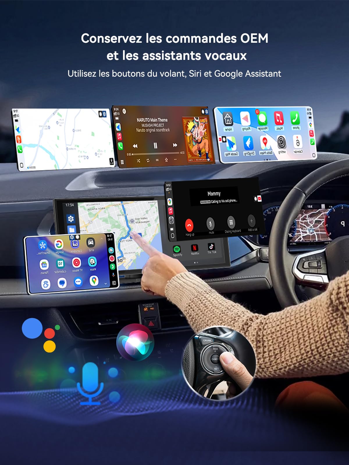 Spedal Adaptateur CarPlay/Android Auto sans Fil USB-C 5.8 Ghz Bluettoth 5.4, Plug & Play, Compatible Voitures 2016+ (Systeme OEM), Connexion Automatique Stable Rapide (USB-C)