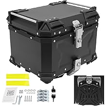45L/11.9Gal Motorcycle Top Case, Waterproof Motorcycle Top Box with Security Lock, Universal Motorbike Tail Box Trunk Tour Storage Carrier Case for Helmet Luggage (45L/11.9Gal)