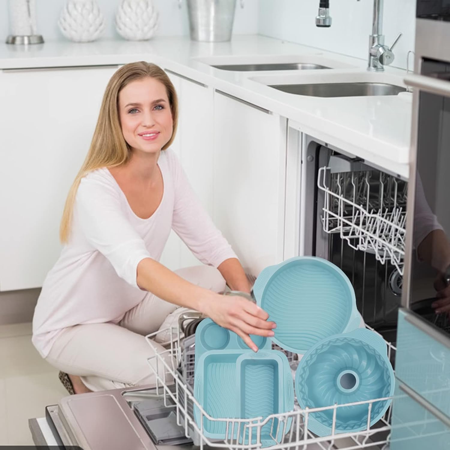 5 szt. Zestaw silikonowych naczyń do pieczenia Formy do pieczenia z powłoką nieprzywierającą Zestaw foremek do ciast do pieczenia, w tym 6 foremek do muffinów, blacha do pieczenia ciasteczek, forma do