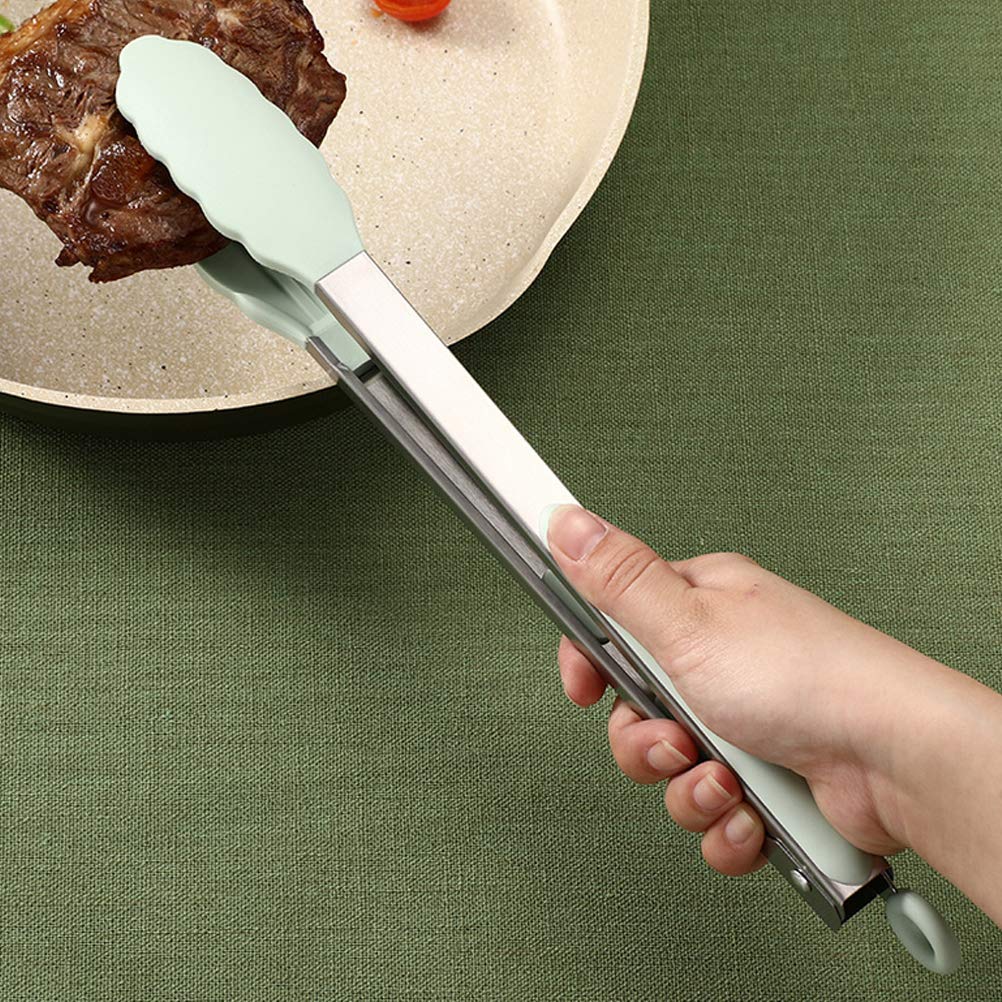 Kitchen Silicone Tong Stainless Steel Heat Resistant Smart Locking Clip for Cooking, Serving, Barbecue, Salad, Ice, Oven