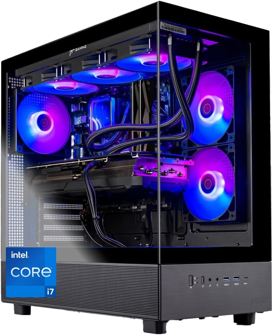 Skytech Gaming Azure 3 Desktop PC, Intel i7 14700F 2.1 GHz (5.3GHz Turbo), NVIDIA RTX 5060 Ti 16GB, 1TB Gen4 NVMe SSD, 32GB DDR5 RAM 6000 RGB, 850W Gold ATX 3 PSU, 360mm ARGB AIO, Wi-Fi, Win 11